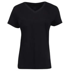 Camiseta Feminina Lee T-shirt Baby Look Básica Preta Manga Curta Gola V Ref: 6100L