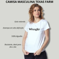 Camiseta T-Shirt Feminina Wrangler Branca Básica Com Logo Em Preto - Ref.5502