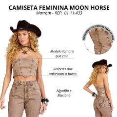 Top Feminino Moon Horse Zoe Jeans Sem Alças Marrom Claro Ref:01.11.456