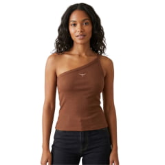 Regata Feminina Moiadeiros Um Ombro Só Chocolate Com Logo Bordado Ref:REG201
