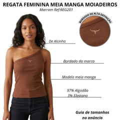 Regata Feminina Moiadeiros Um Ombro Só Chocolate Com Logo Bordado Ref:REG201