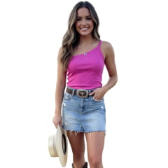 Regata Feminina Os Moiadeiros Nula Manga Pink Bordado Ref: REG149