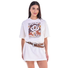 Camisetão Feminino Ox Horns Creme Estampa Com Brilho Ref: 6537