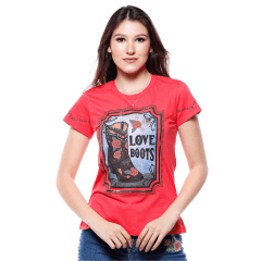 Camiseta Feminina Miss Country Lotus Vermelha - Ref. 913