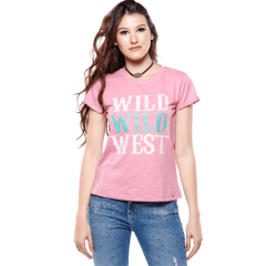 Camiseta Feminina Miss Country Wild West Rosa - Ref. 924