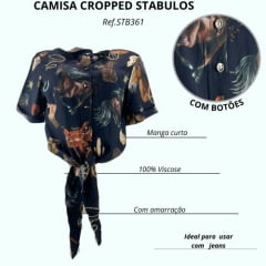 Camisete Feminina Stabulos Cropped Estampada Preto Ref: STB 361