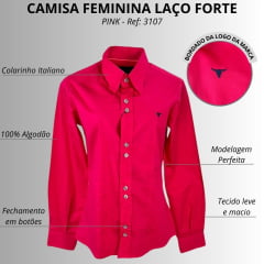 Camisa Feminina Laço Forte Manga Longa Pink - Ref. 3107