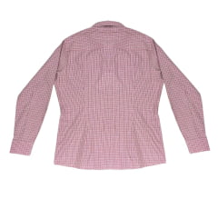 Camisa Feminina Laço Forte Plus Size Manga Longa Xadrez Rosa Ref.3107