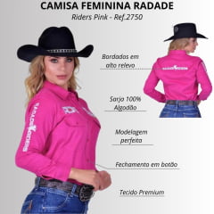 Camisa Feminina Radade Manga Longa Bordada Riders Pink - Ref: 2750