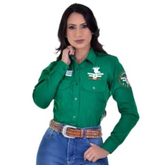 Camisa Feminina Radade Manga Longa Bordada Riders Verde - Ref: 2750