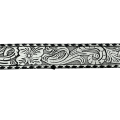 Cinto Feminino Pyramid Country Couro Branco Entalhado Ramo Com Trança Lateral Preto - Ref. PY-6773