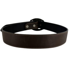 Cinto Feminino Pyramid Country Couro Marrom Café Liso Fivela Oval Pedra Azul Claro Ref:PY-6161