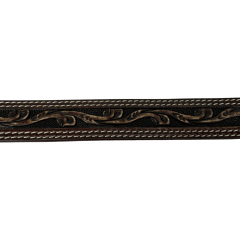 Cinto Feminino Pyramid Country Marrom 2 Costuras Entalhado Ramo e Fivela Com Strass - Ref: PY-662