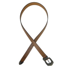 Cinto Feminino Shaline Paris Ouro Velho Couro Napa Burned Caramelo Congnac Liso Ref. 3008-3004