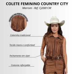 Colete Feminino Country City Celina Marrom Com Franjas Ref: CJ2081CM