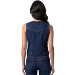 Colete Feminino Country City Lainey Jeans Azul Bordado Marrom REF:CL21134