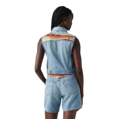 Colete Feminino Levi's Jeans Azul Claro Com Bordado Ref:002A70000