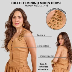 Colete Feminino Moon Horse Loren Frente Única Caramelo Com Detalhe Rebite Ref:01.11.448