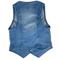 Colete Feminino República Caipira Jeans Jessy Com Bolso Azul Claro Ref:2026