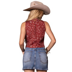 Colete Feminino Turkese Texas Holdem Bordô Estampado Forrado Ref: CT11503