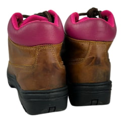 Coturno Feminino Big Bull Boots Couro Fóssil/Mostarda Com Pink R:380