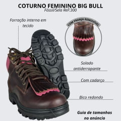 Coturno Feminino Big Bull Boots Couro Pink Fóssil/Sela Ref:300