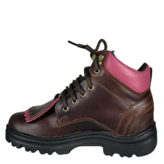 Coturno Feminino Big Bull Boots Couro Pink Fóssil/Sela Ref:300
