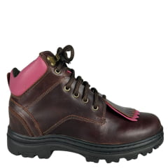 Coturno Feminino Big Bull Boots Couro Pink Fóssil/Sela Ref:300