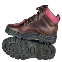 Coturno Feminino Big Bull Boots Couro Pink Fóssil/Sela Ref:300