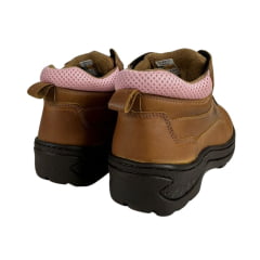 Coturno Feminino  Caminhos da Roça Couro Caramelo Com Detalhe Rosa e Cadarço Marrom Ref.KJ13