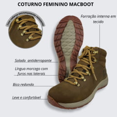 Coturno Feminino MacBoot Nobuck Ail Brown Batu 04 Barus