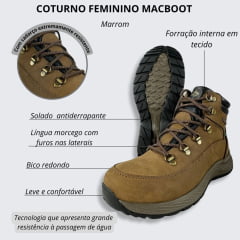 Coturno Feminino MacBoot Sabine 08 Baurus Amphibios Com Horse Hidr Brown Ref.SAB08-WC36