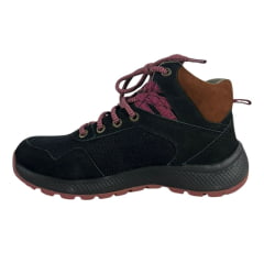 Coturno Feminino MacBoot Taiuva 04 Baurus Nobuck Preto Com Cadarço Rosa Ref.TAIU04-NO01