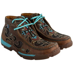 Destroyer Feminino Goyazes Couro Atlanta Caramelo Sola Ambar Turkesa Bordado A Laser E Brilho Ref:221009C