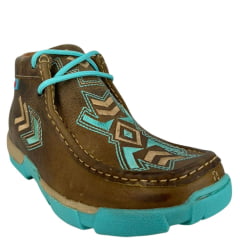 Destroyer Feminino Goyazes Couro Dallas Ocre Sola Dest Turquesa Bege Bordado Ref:201047-C