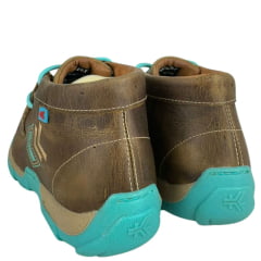 Destroyer Feminino Goyazes Couro Dallas Ocre Sola Dest Turquesa Bege Bordado Ref:201047-C