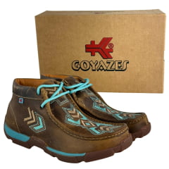 Destroyer Feminino Goyazes Couro Dallas Ocre Sola Turquesa Bege Ref:201047C