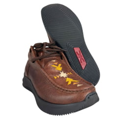 Destroyer Feminino Jácomo Couro Fóssil Bufalino Sella Com Bordado Amarelo Dourado E Cru Ref:T030F/TUC