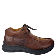 Destroyer Feminino Jácomo Couro Fóssil Bufalino Sella Com Bordado Amarelo Dourado E Cru Ref:T030F/TUC