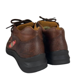 Destroyer Feminino Jácomo Couro Fóssil Bufalino Sella Com Bordado Rosa Azul E Laranja Ref:T030/TUC