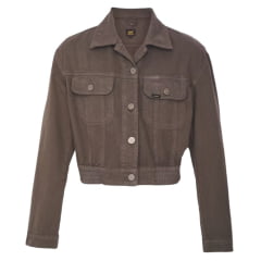 Jaqueta Feminina Lee Cropped Sarja Elástico Na Cintura Verde Escuro Ref:F3740L