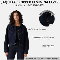 Jaqueta Cropped Feminina Levi's Jeans Azul Escuro Manga Longa Com Bolso REF 001WO0001