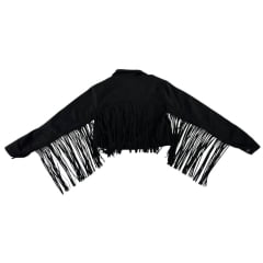 Jaqueta Feminina Country City Bordada Com Franjas Malu Preto Ref:JM2100