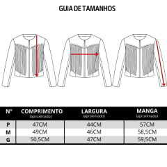Jaqueta Feminina Country City Lary Preto Zíper Franjas Frente E Costas Tachinhas Prata REF:JFL2092P