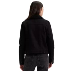 Jaqueta Feminina Levi's Jeans Preto Forrada Com Pele e Gola Preta - Ref: 361360020