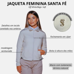 Jaqueta Feminina Santa Fé Tecido Soft Off White Detalhes Bege Bordado Dourado Cod. 01