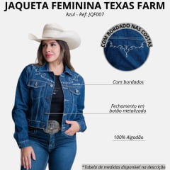 Jaqueta Feminina Texas Farm Jeans String Cropped Com Bolsos E Bordado Ref: JQF007