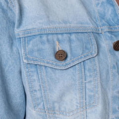 Jaqueta Feminina Texas Farm Western Stich Jeans Claro Estampa Nas Costas Ref: JQF010