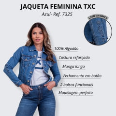 Jaqueta Feminina Txc Jeans Médio Com Bordado na Manga - Ref. 7325