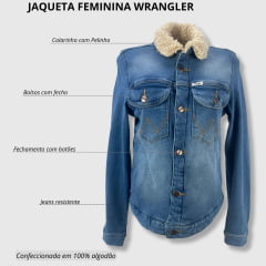 Jaqueta Feminina Wrangler Jeans Lycra Com Foro e Gola de Pelo Ref.WF7037